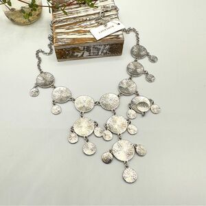 Bancroft Silver Discs Tiered Statement Necklace